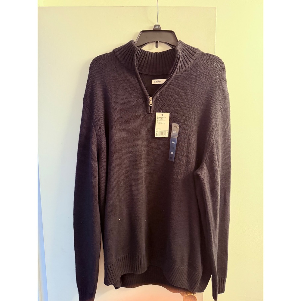 Sonoma Goods For Life Mens XXL Navy Blue Quarter Zip Knit Sweater Pullover NWT